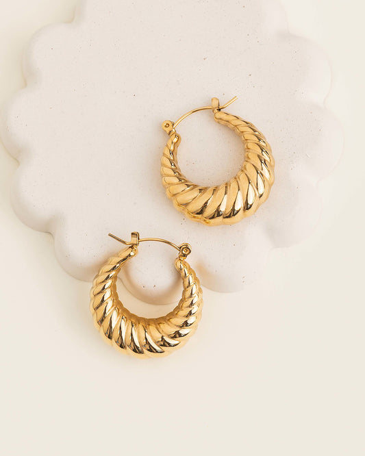 Gold Croissant Hoops - Trades of Hope 